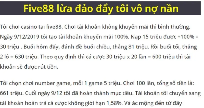 Những phốt về Five88 lừa đảo tràn ngập các trang báo