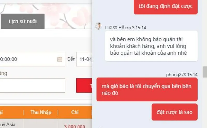 Phản hồi rất mông lung từ nhân viên Lixi88