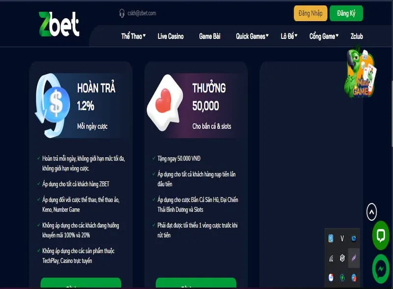 ưu đãi tại Zbet