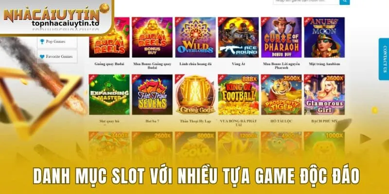 Danh mục slot với nhiều tựa game độc đáo