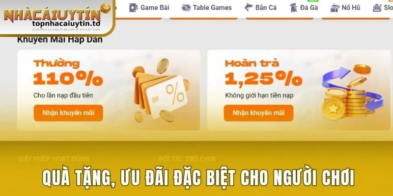 Quà tặng, ưu đãi đặc biệt cho người chơi
